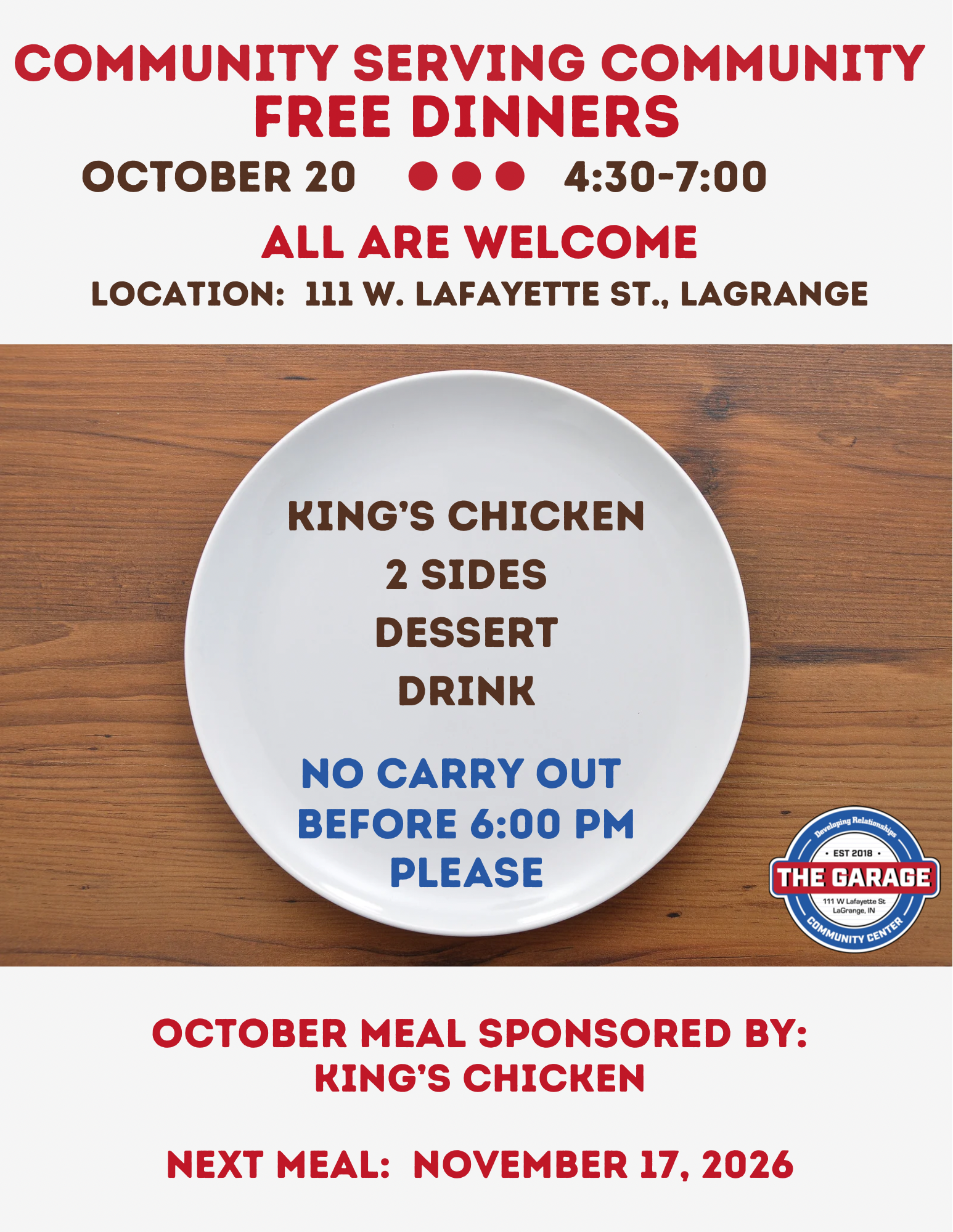 October 2026 Community Meal